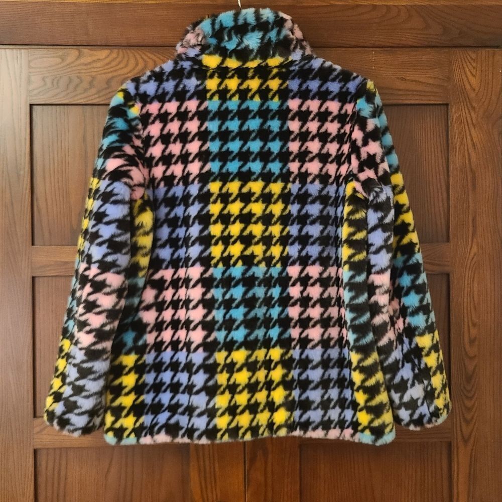Teddy Fresh Pastel Houndstooth Teddy Coat Size Small - Picture 9 of 10